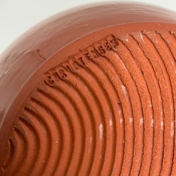 Handmade Etched and Painted Lavendar Terracotta Vase Stamped Christensen - Picture 9 of 9